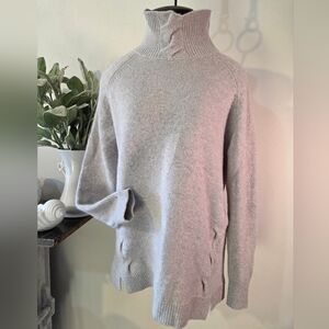 Cashmere, turtleneck, sweater Cozy, Gray, Size Medium Garnet Hill